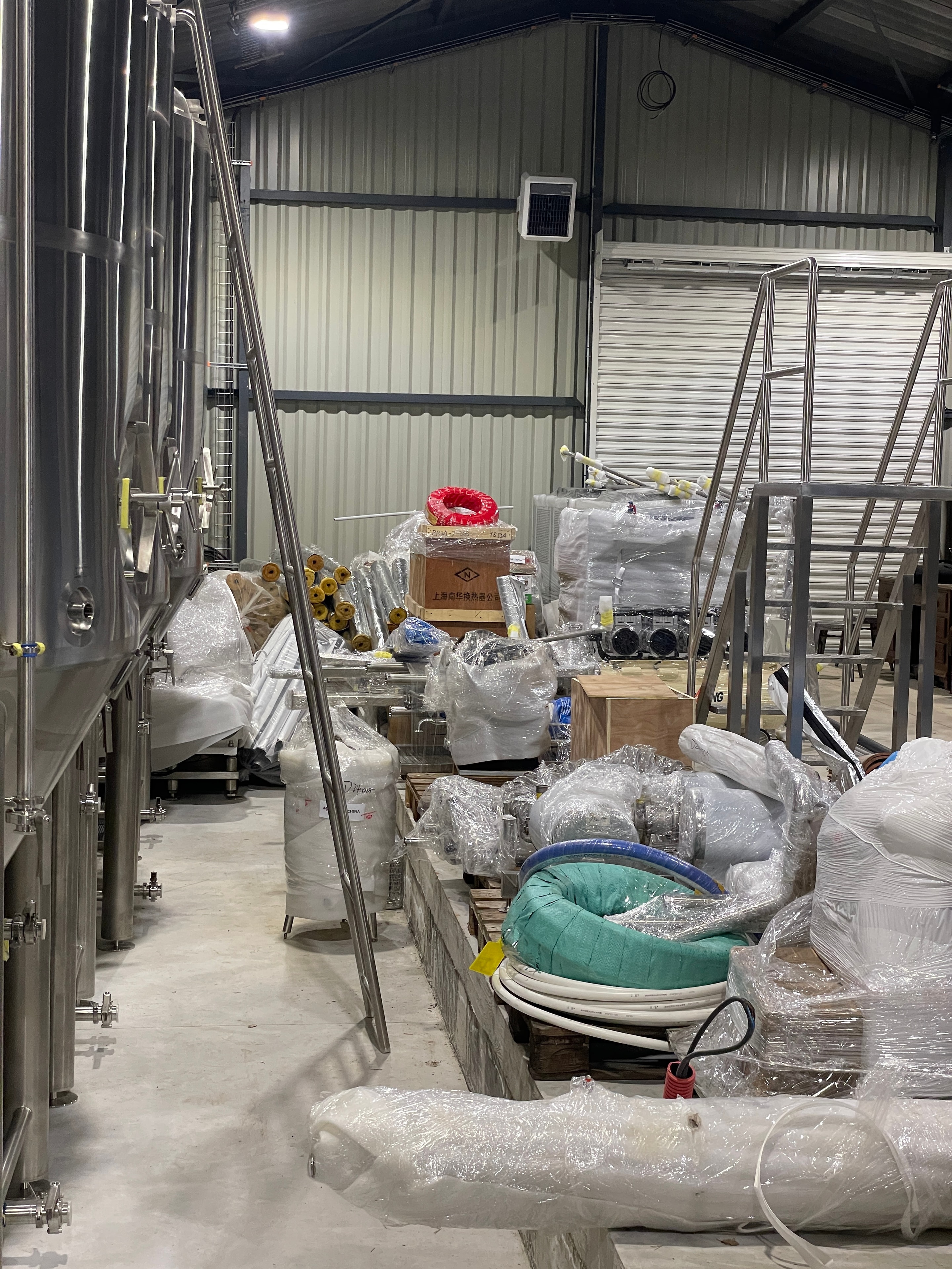 Fermentation tanks standing on day one, before installation